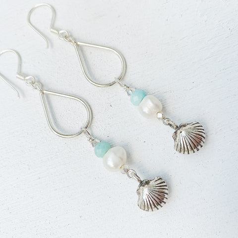 AMAZONITE CLAM SHELL EARRINGS