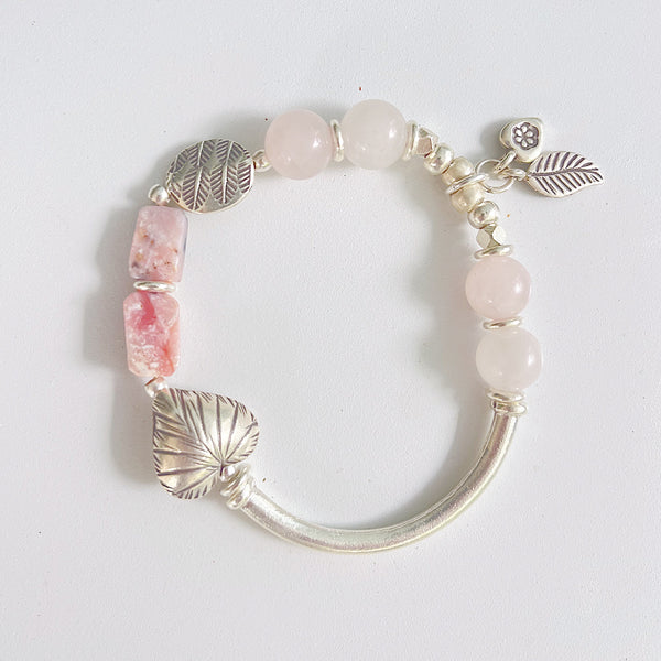 PINK OPAL & ROSE QUARTZ GEMSTONE BRACELET