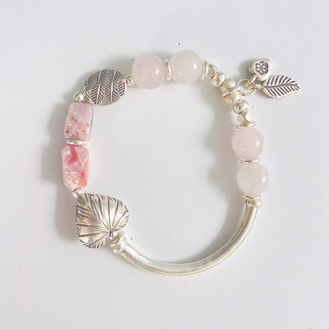 PINK OPAL & ROSE QUARTZ GEMSTONE BRACELET