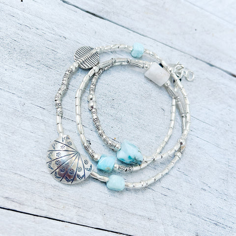 LARIMAR NATURE WEAVER BRACELET/NECKLACE WRAP