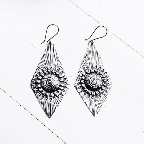 SILVER SUN RAYS EARRINGS