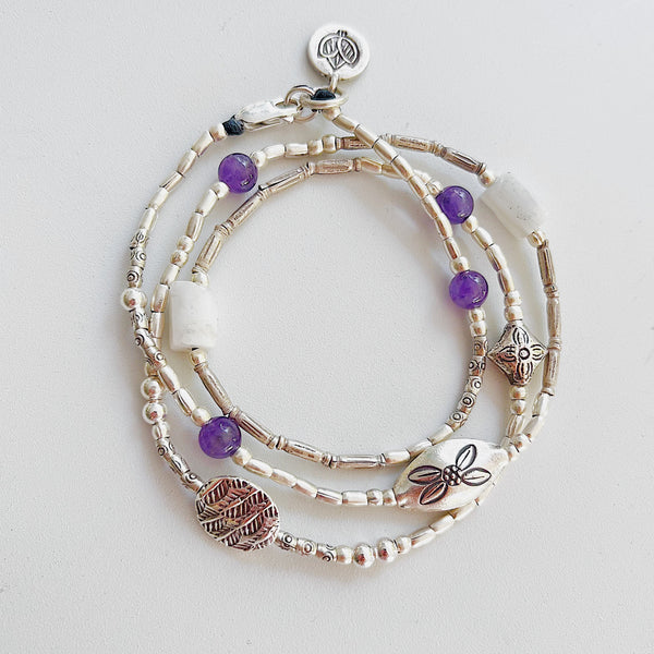 AMETHYST & WHITE LARIMAR BRACELET/NECKLACE WRAP