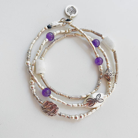 AMETHYST & WHITE LARIMAR BRACELET/NECKLACE WRAP