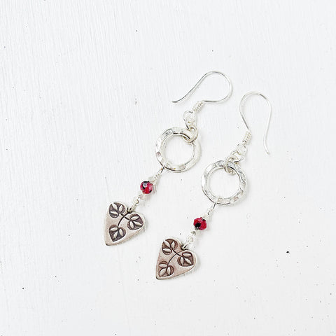 Pink Rhodonite Heart Earrings