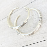 SILVER FLOWER ETCHED CUFF BANGLE