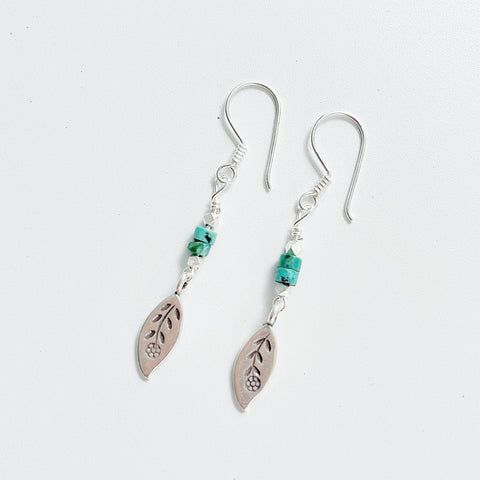 AFRICAN TURQUOISE FEATHER EARRINGS