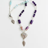 AMETHYST AND LARIMAR LOVE  NECKLACE