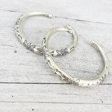 SILVER FLOWER ETCHED CUFF BANGLE