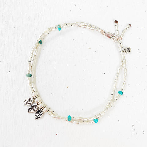TURQUOISE FEATHER TRILOGY ANKLET