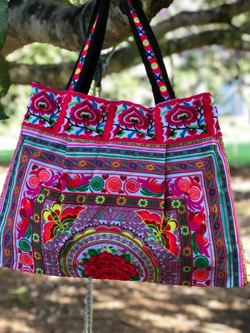 LARGE TRIBAL COTTON OVERNIGHT BAG