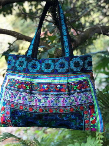 LARGE TRIBAL COTTON OVERNIGHT BAG