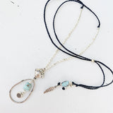 LARIMAR LOTUS AND EVIL EYE PROTECTION NECKLACE