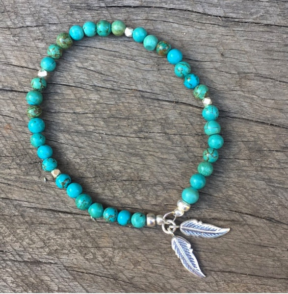 PEACE FEATHER TURQUOISE ANKLET
