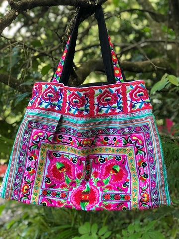 LARGE TRIBAL COTTON OVERNIGHT BAG