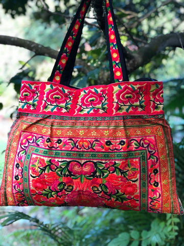 LARGE TRIBAL COTTON OVERNIGHT BAG