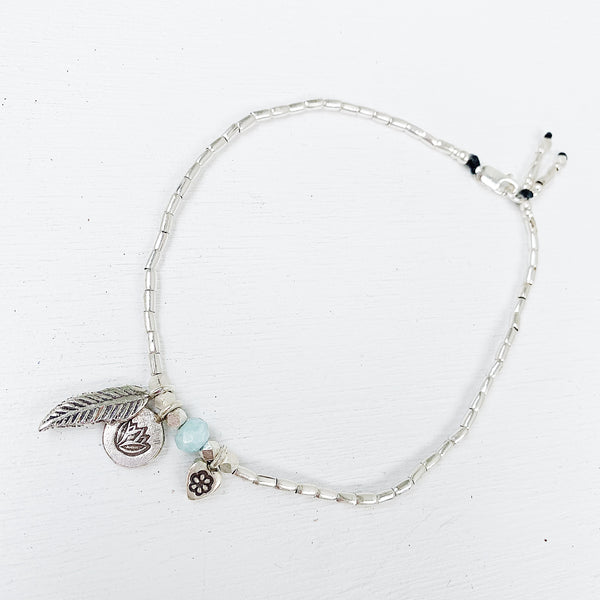 FEATHER-LOTUS-HEART  ANKLET