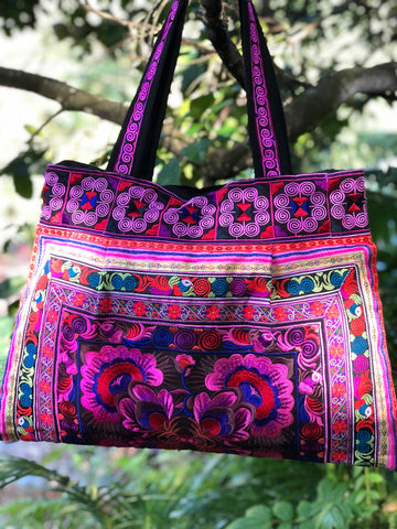 LARGE TRIBAL COTTON OVERNIGHT BAG