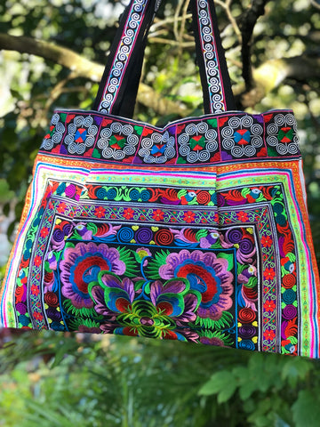 LARGE TRIBAL COTTON OVERNIGHT BAG