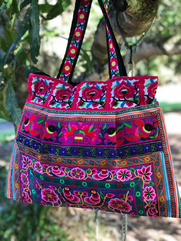 LARGE TRIBAL COTTON OVERNIGHT BAG