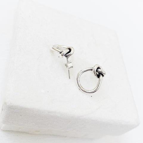 SILVER LOVE KNOT STUDS